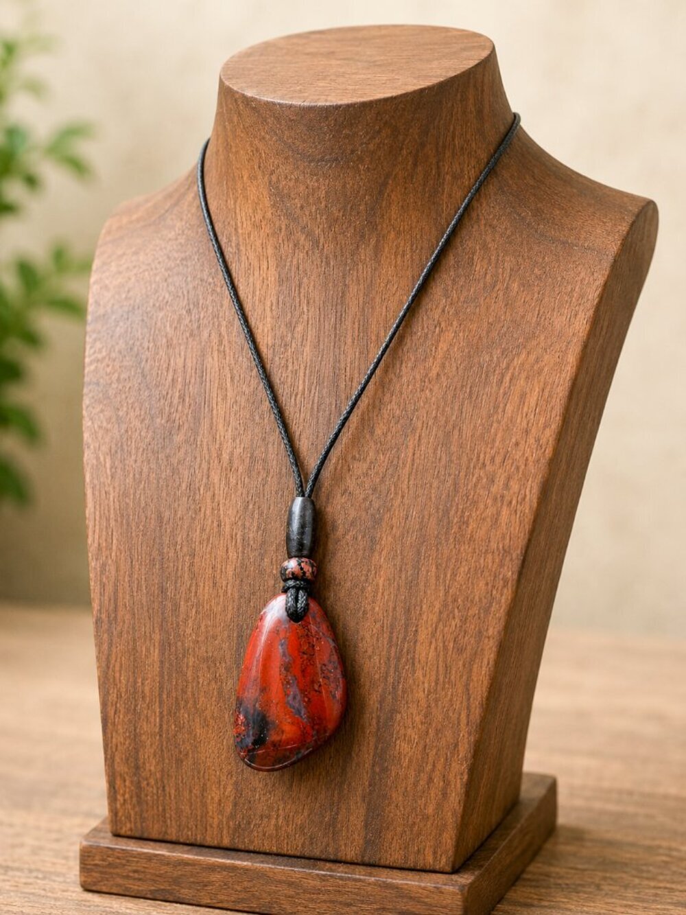 Brecciated Jasper Gemstone Pendant Red Black | Handmade - Picture 2 of 7